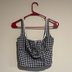 iris Black & White Gingham Cropped Camisole